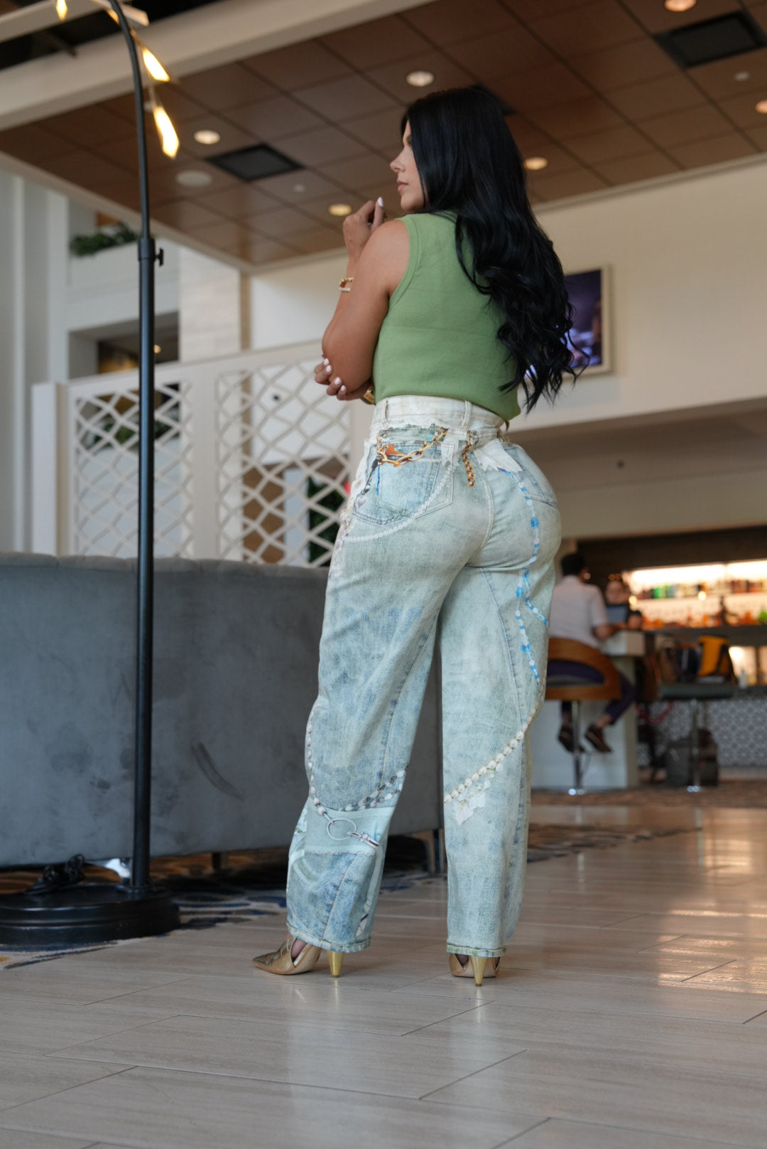 Barrel jeans strech