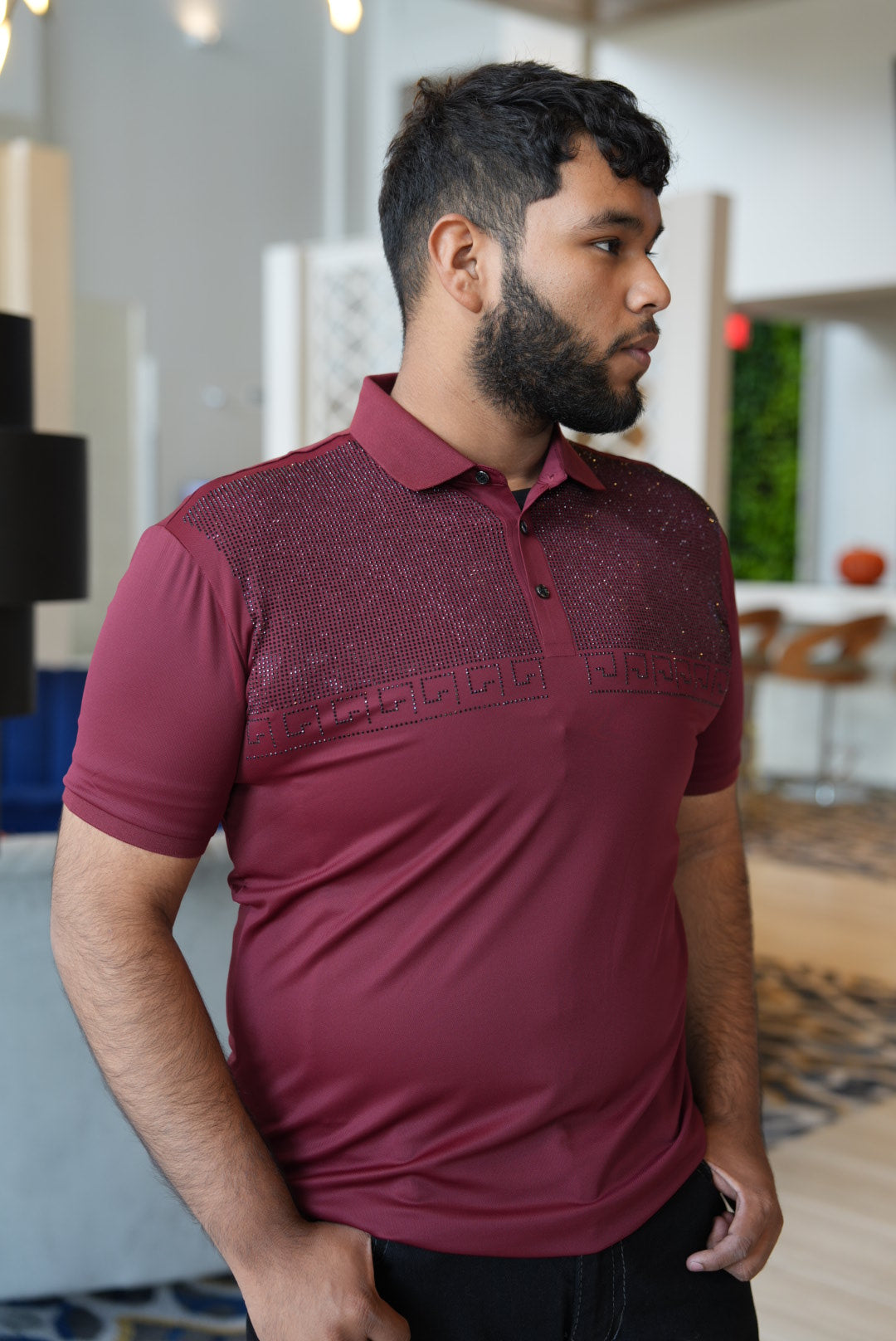 burgundy mens polo