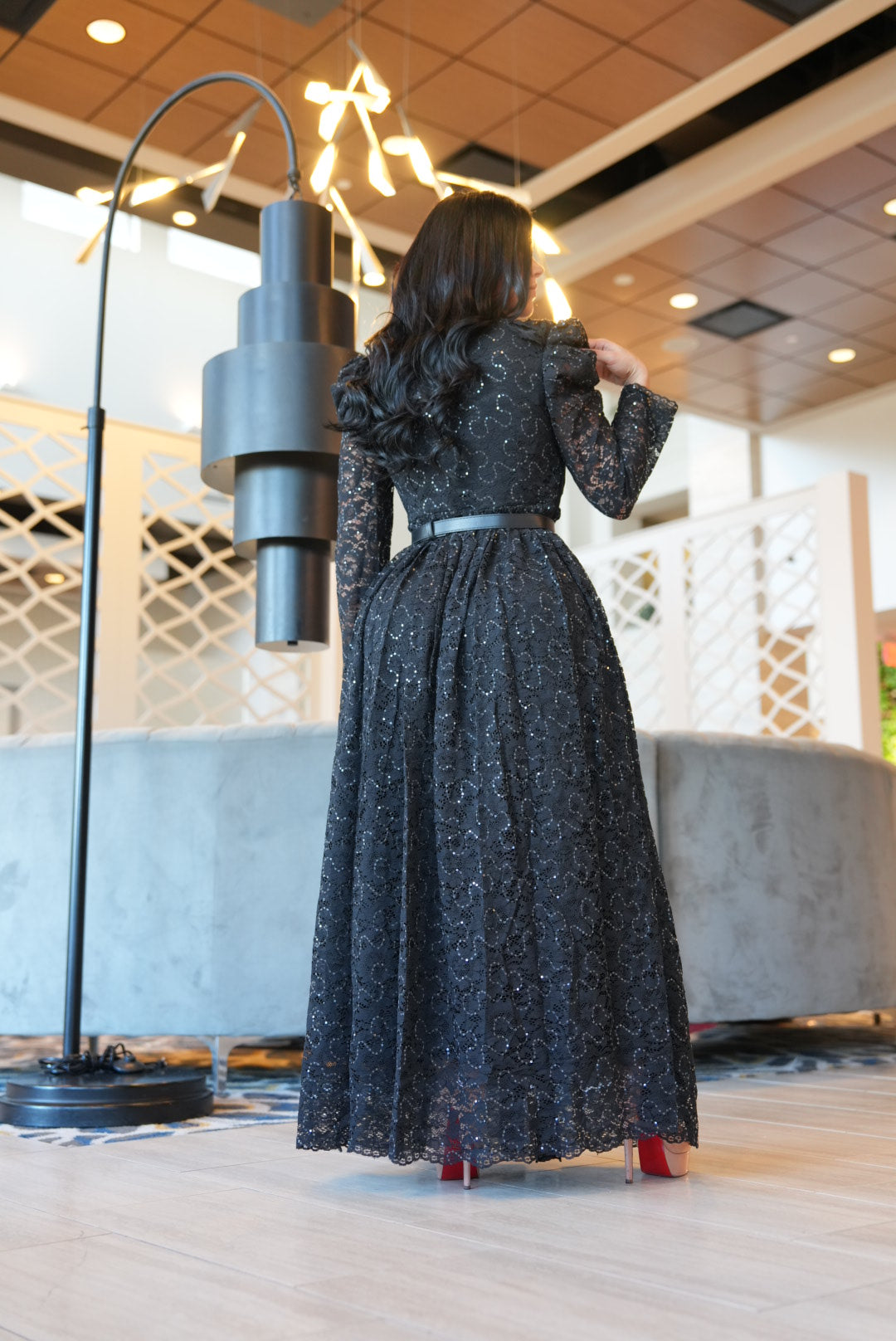 Citlali maxi dress black sequense