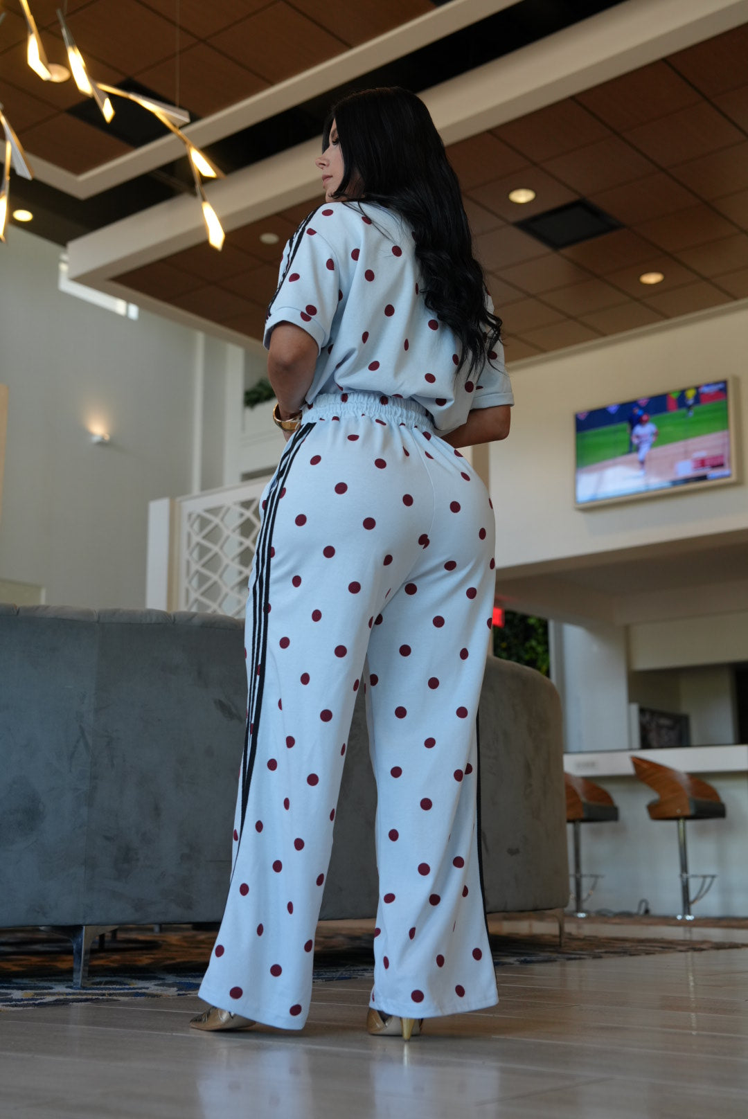 Polka dot set blue and brown