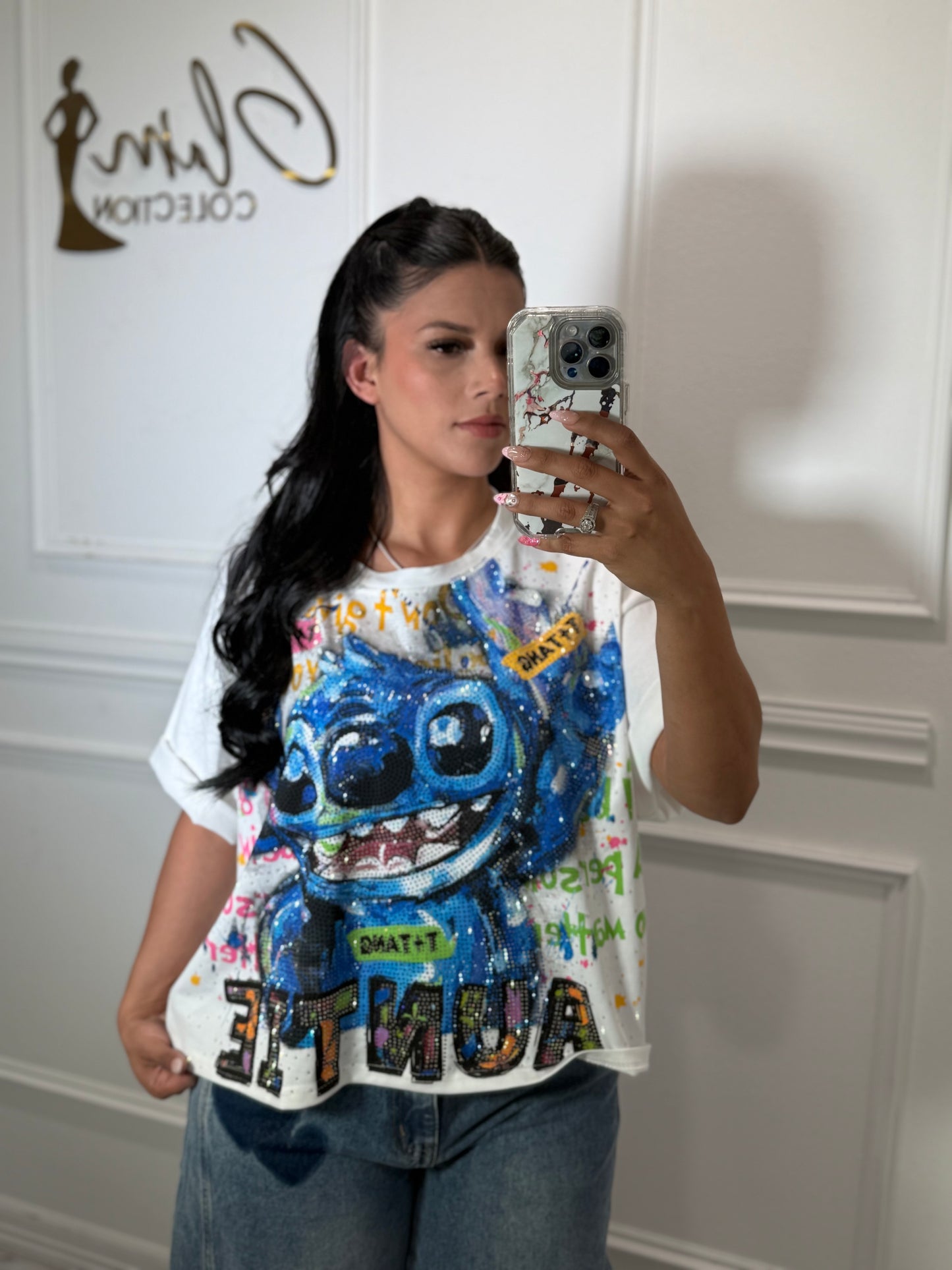 Stitch top white