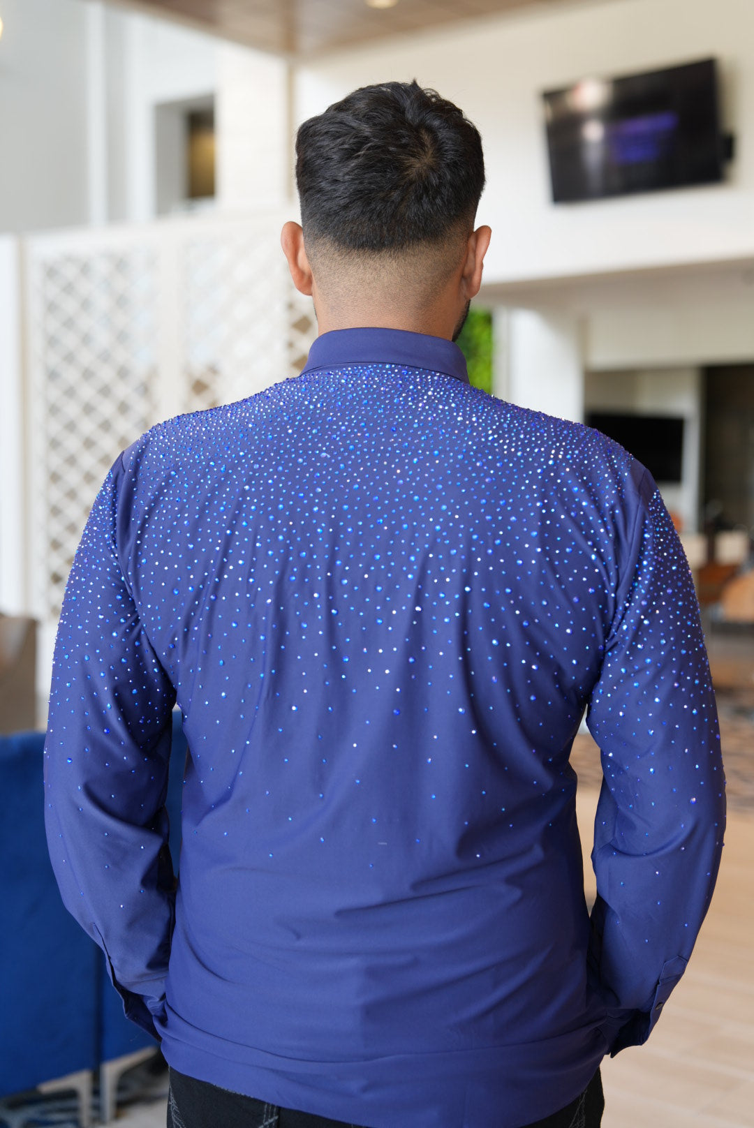 Blue rhinestone long sleeve