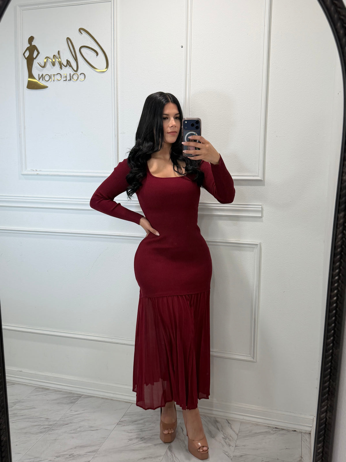 Carol Burgandy Dress