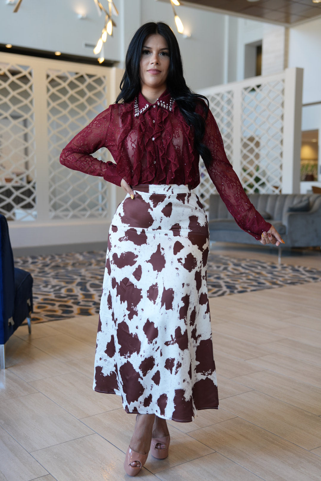 Burgundy lace top