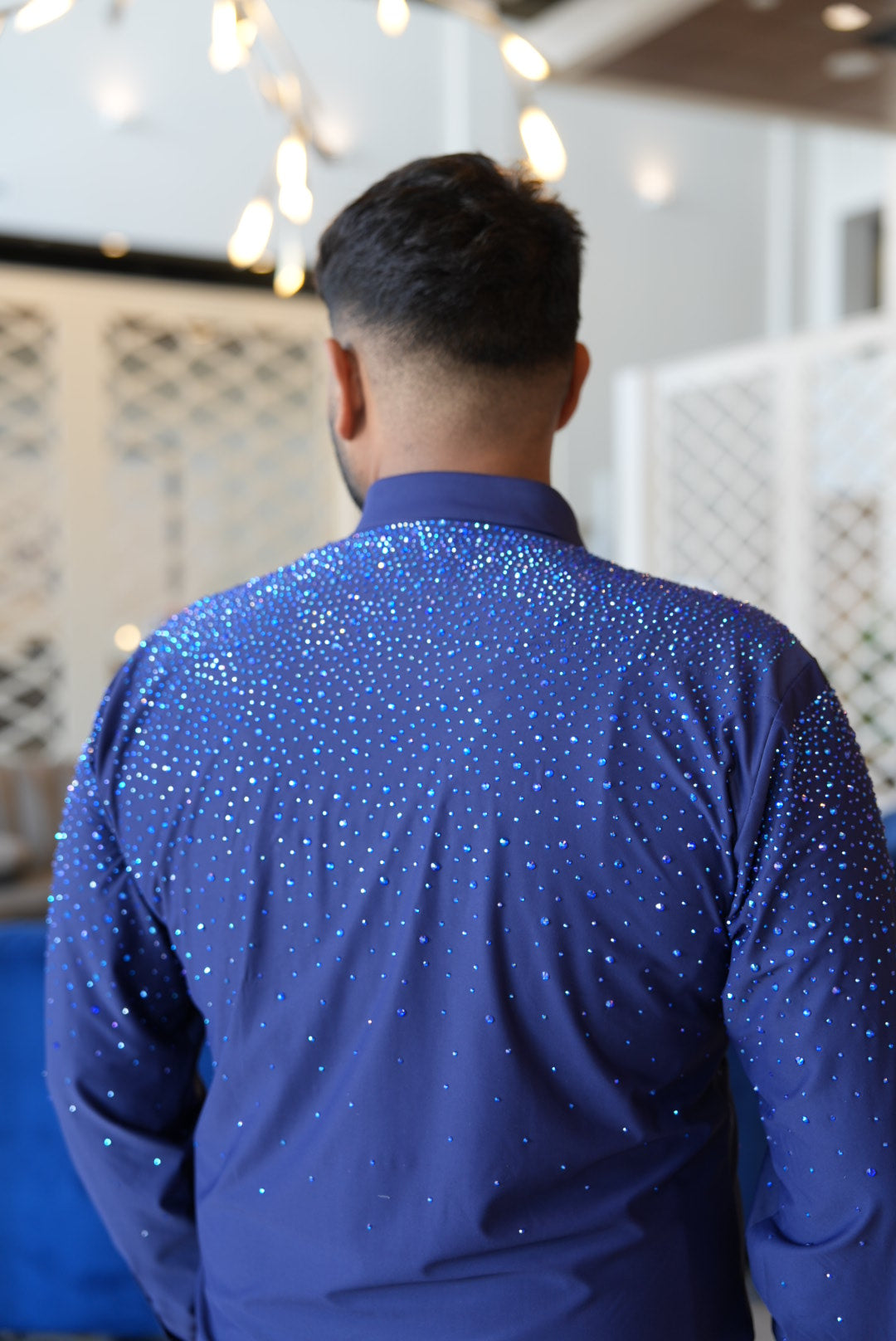 Blue rhinestone long sleeve