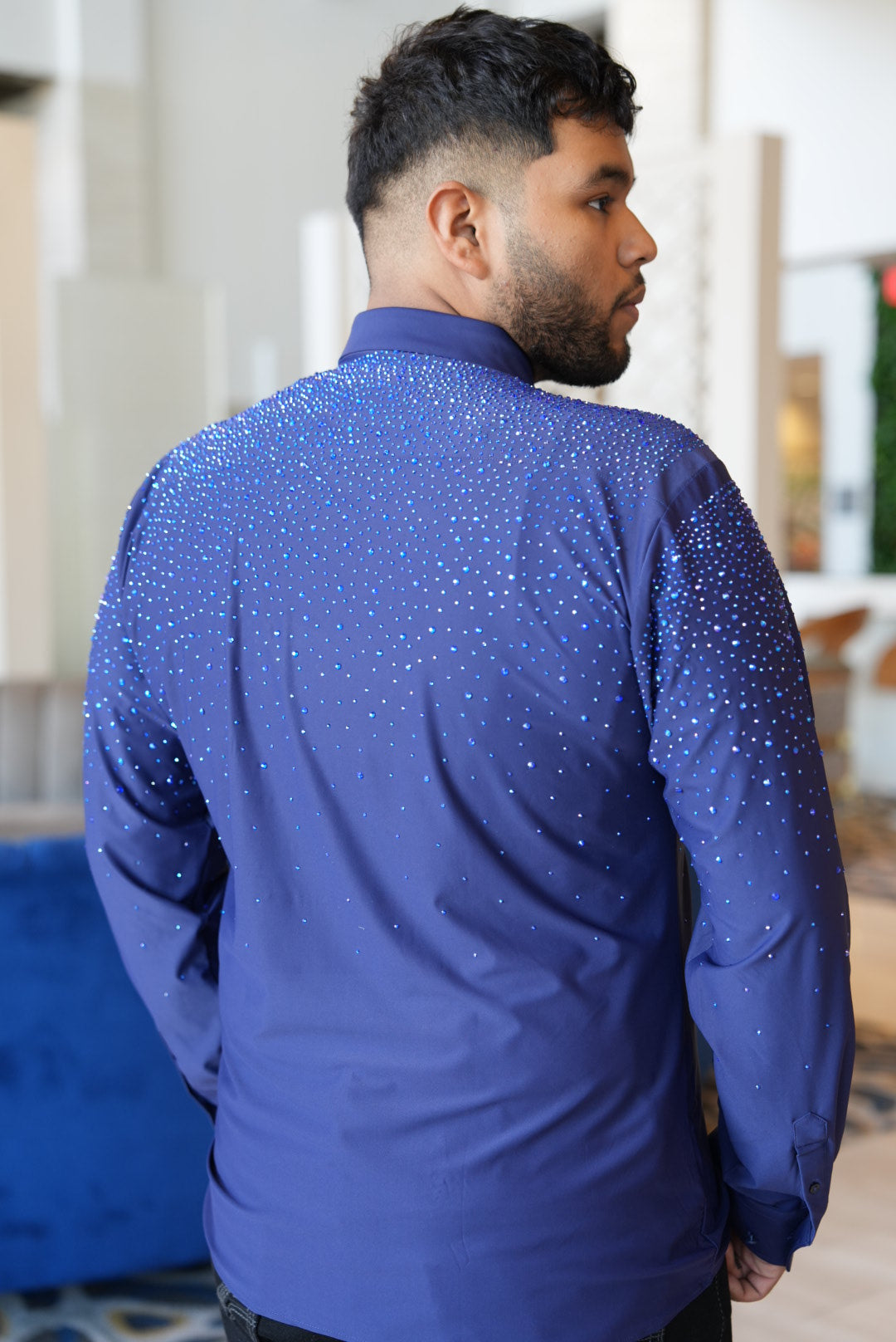 Blue rhinestone long sleeve