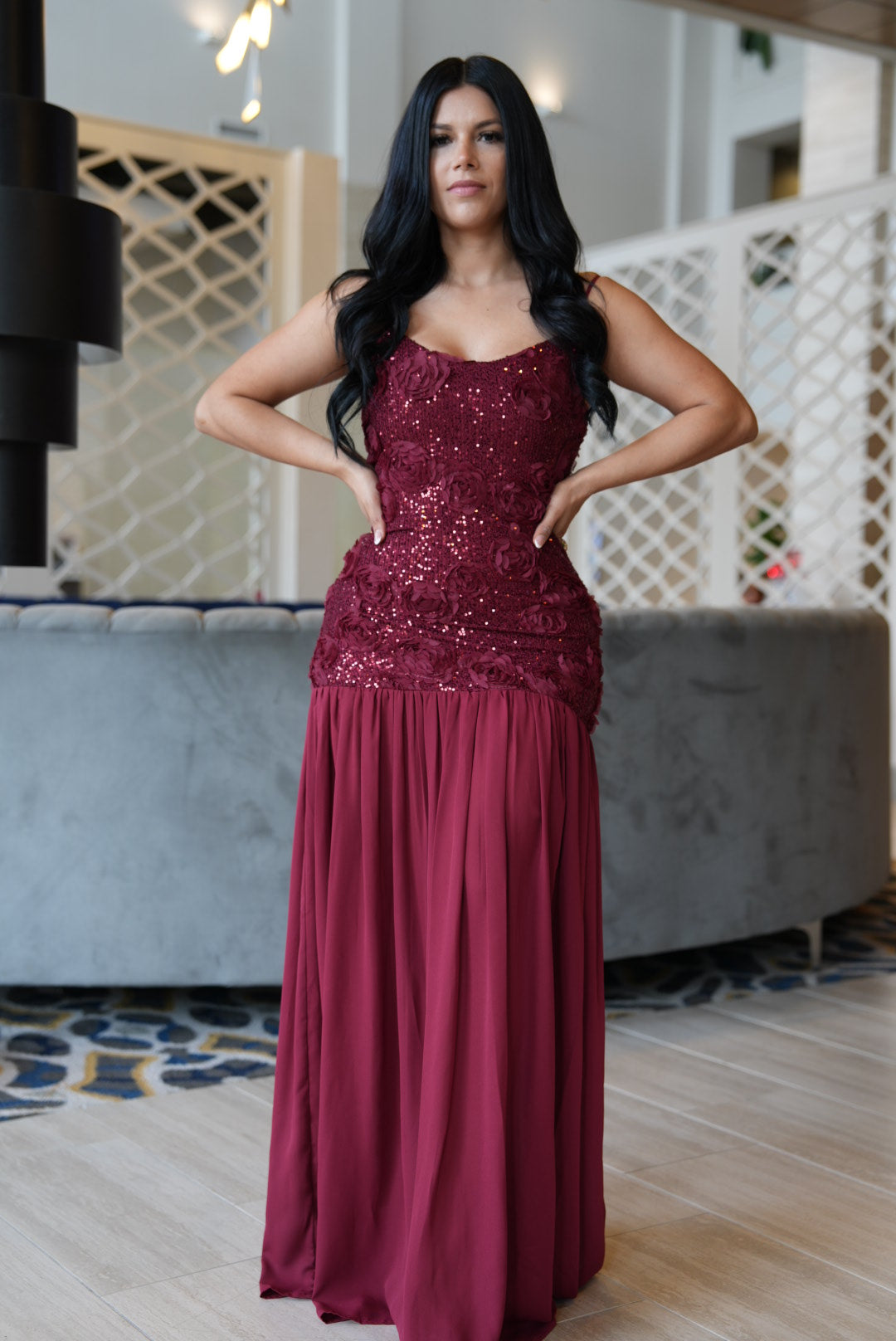 burgundy dress