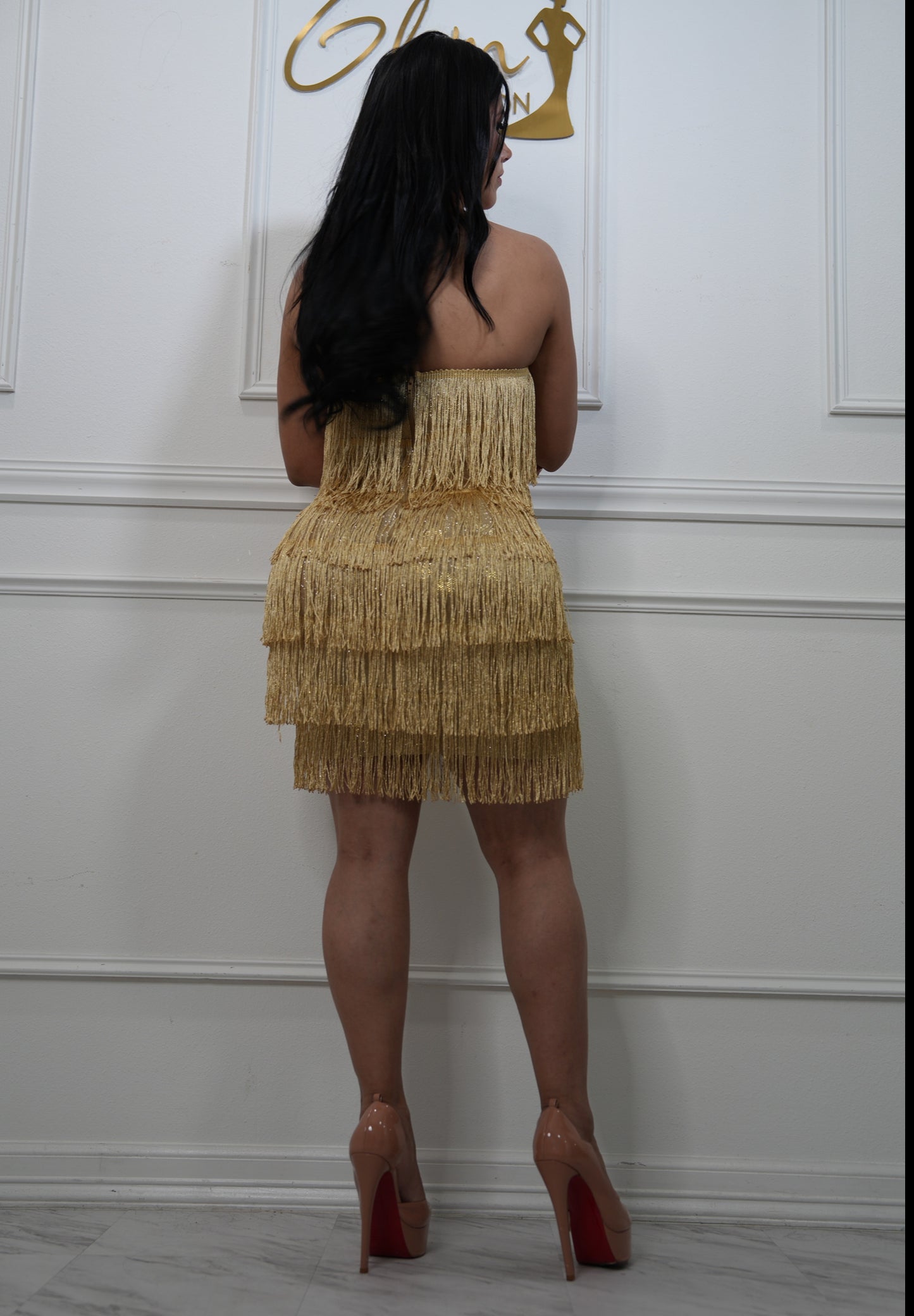 Vestido de barbas Dorado