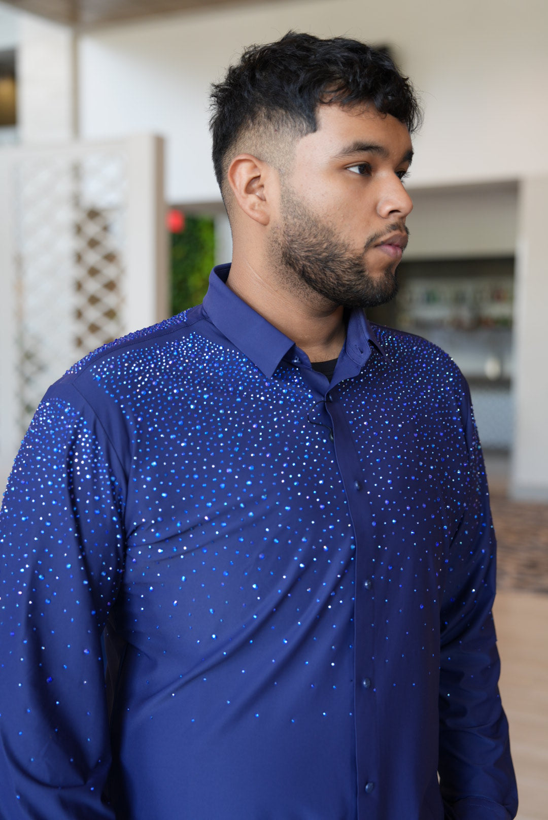Blue rhinestone long sleeve