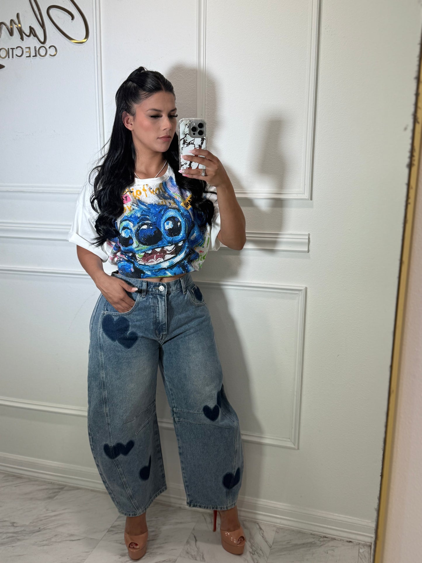 Stitch top white