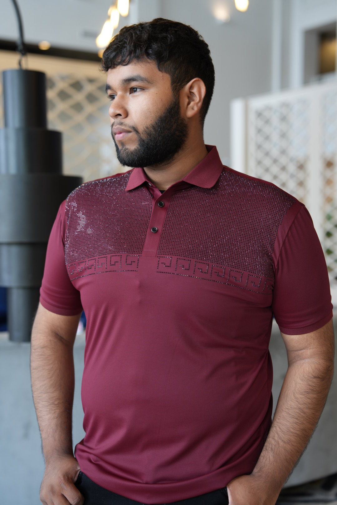 burgundy mens polo