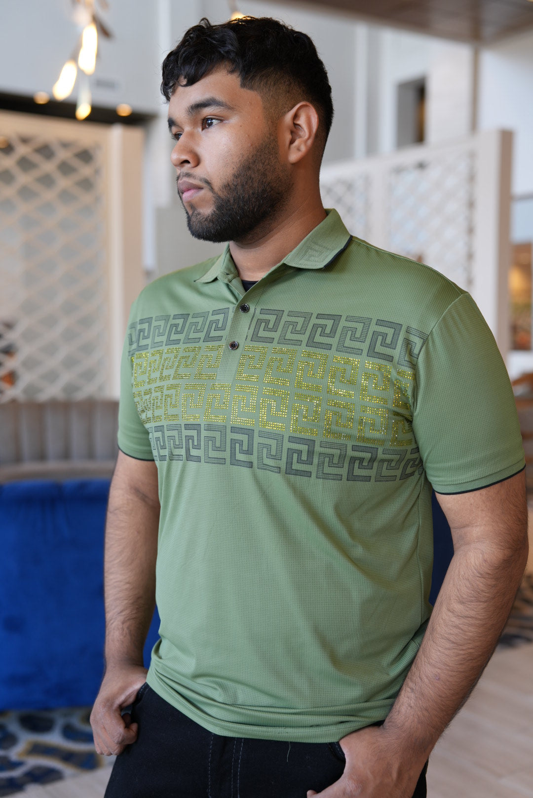 Green rhinestone polo(dry fit)