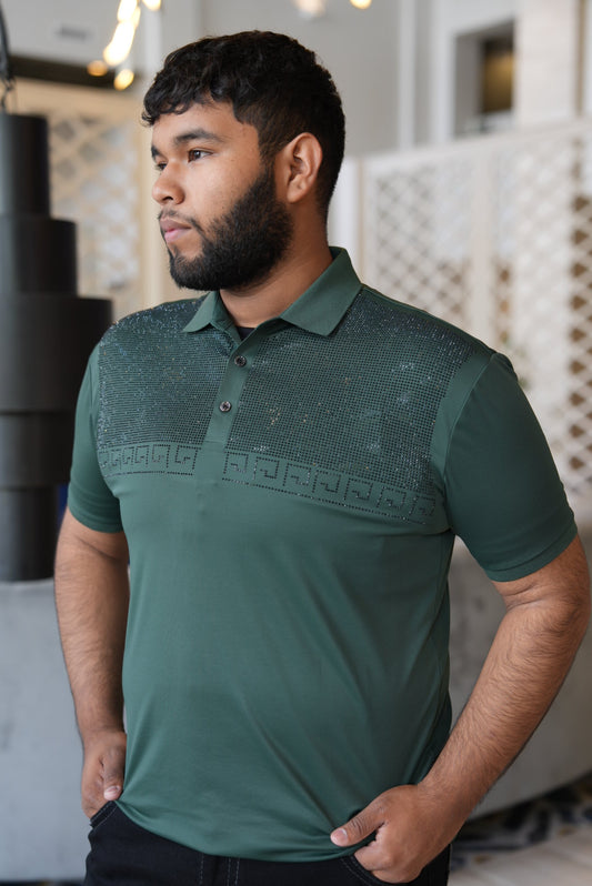 Forest green men polo