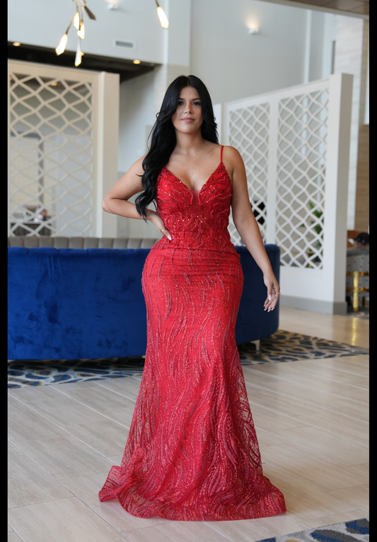 Paulina red maxidress