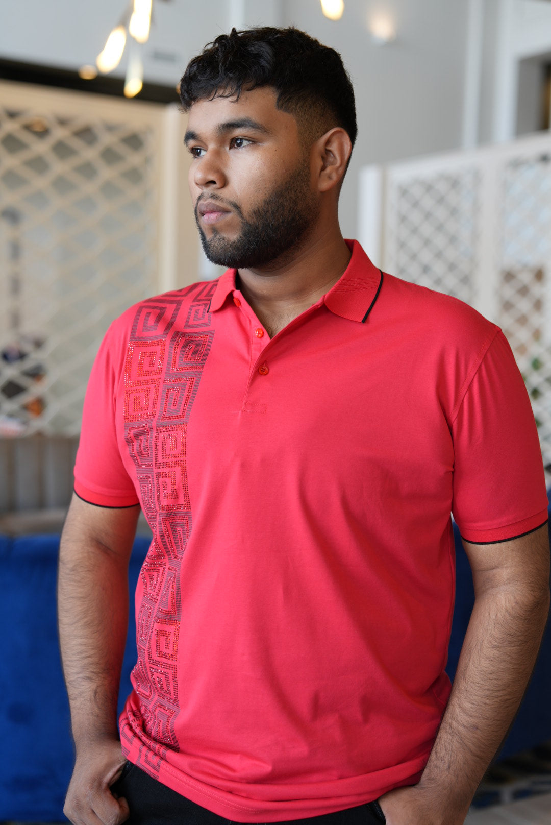 Red rhinestone polo