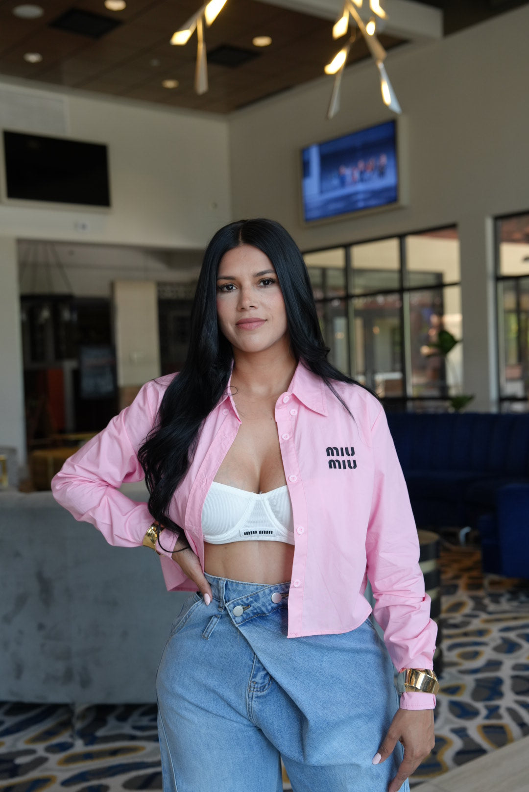 M pink Shirt &bralet