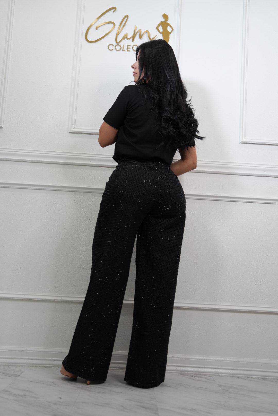 Mom jeans rhinestone
