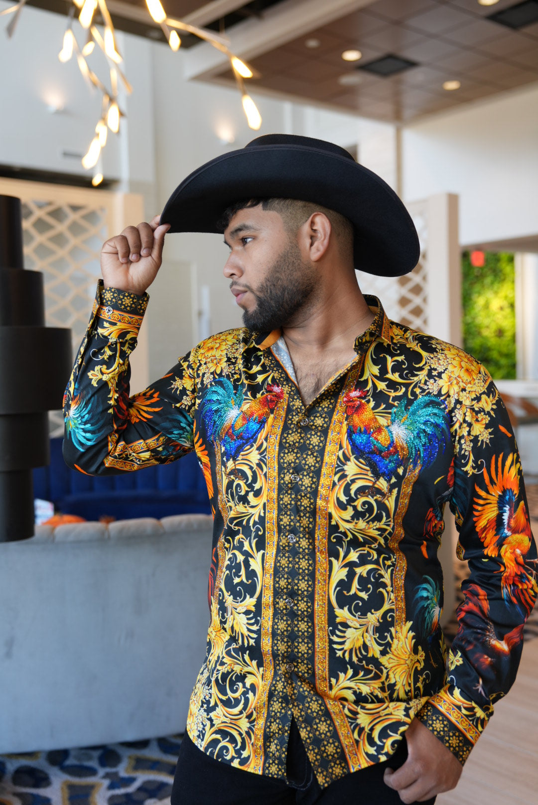 El gallo rhinestone shirt (slim fit)