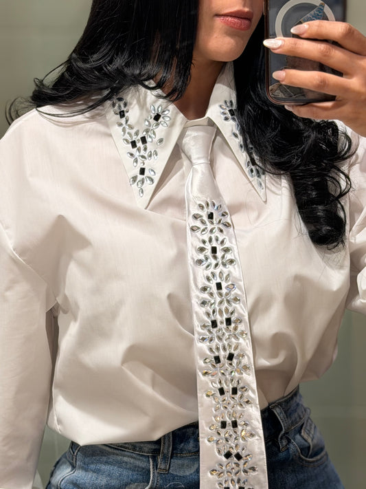 White shirt with tie