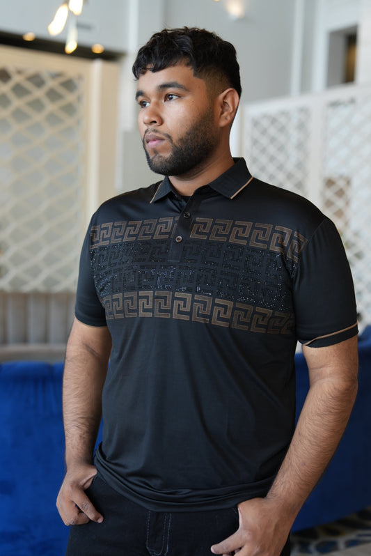 Black rhinestone polo(dry-fit)