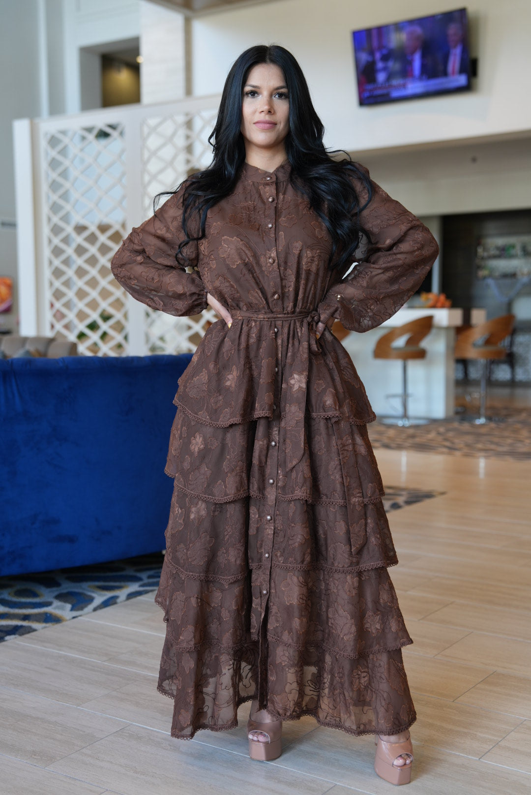 Calie brown maxi dress