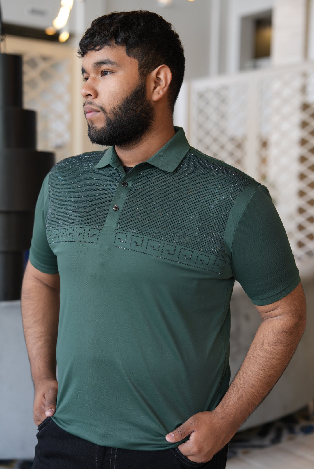 Forest green men polo