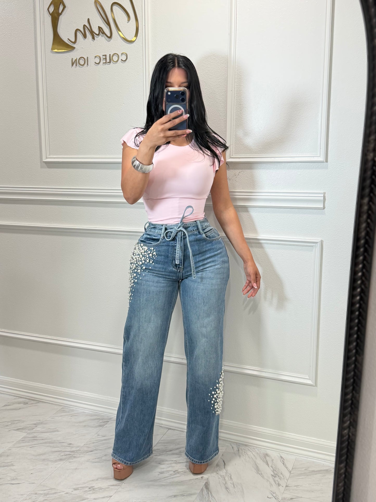 Denim perls jeans