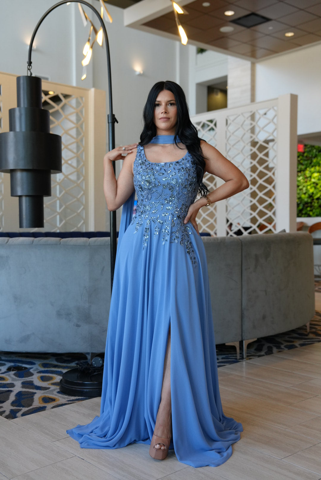 Queen dusty blue