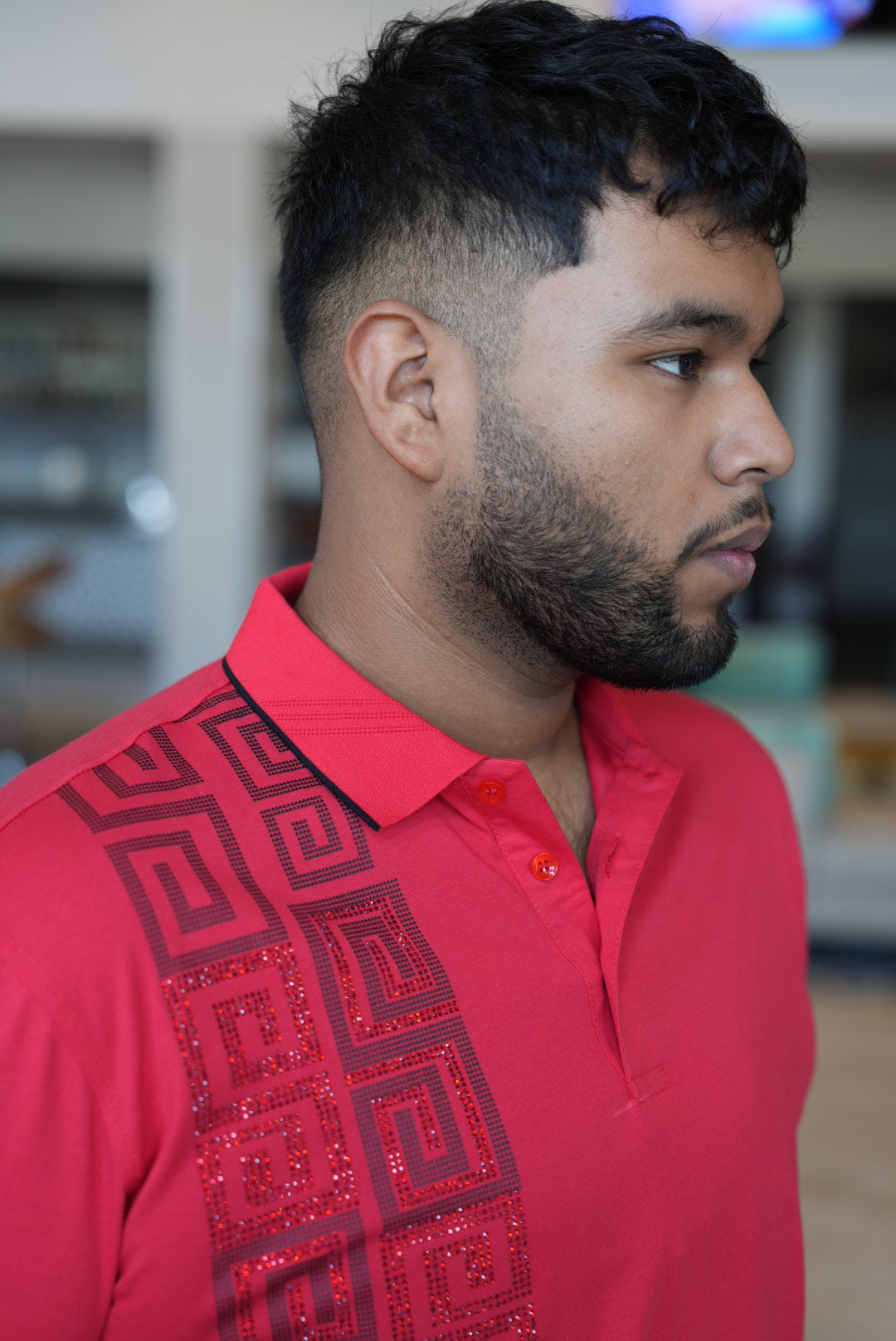 Red rhinestone polo