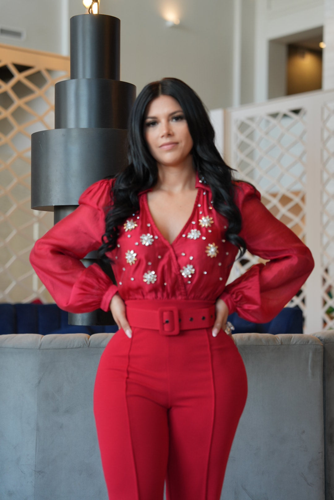 Fernanda red jumpsuit