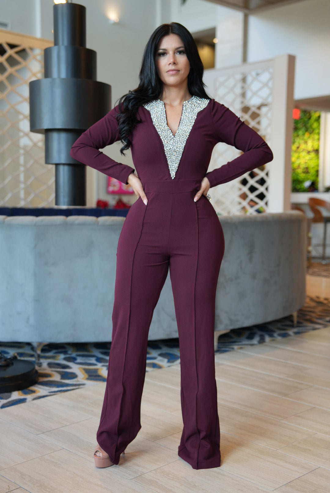Julie Jumpsuit burgandy