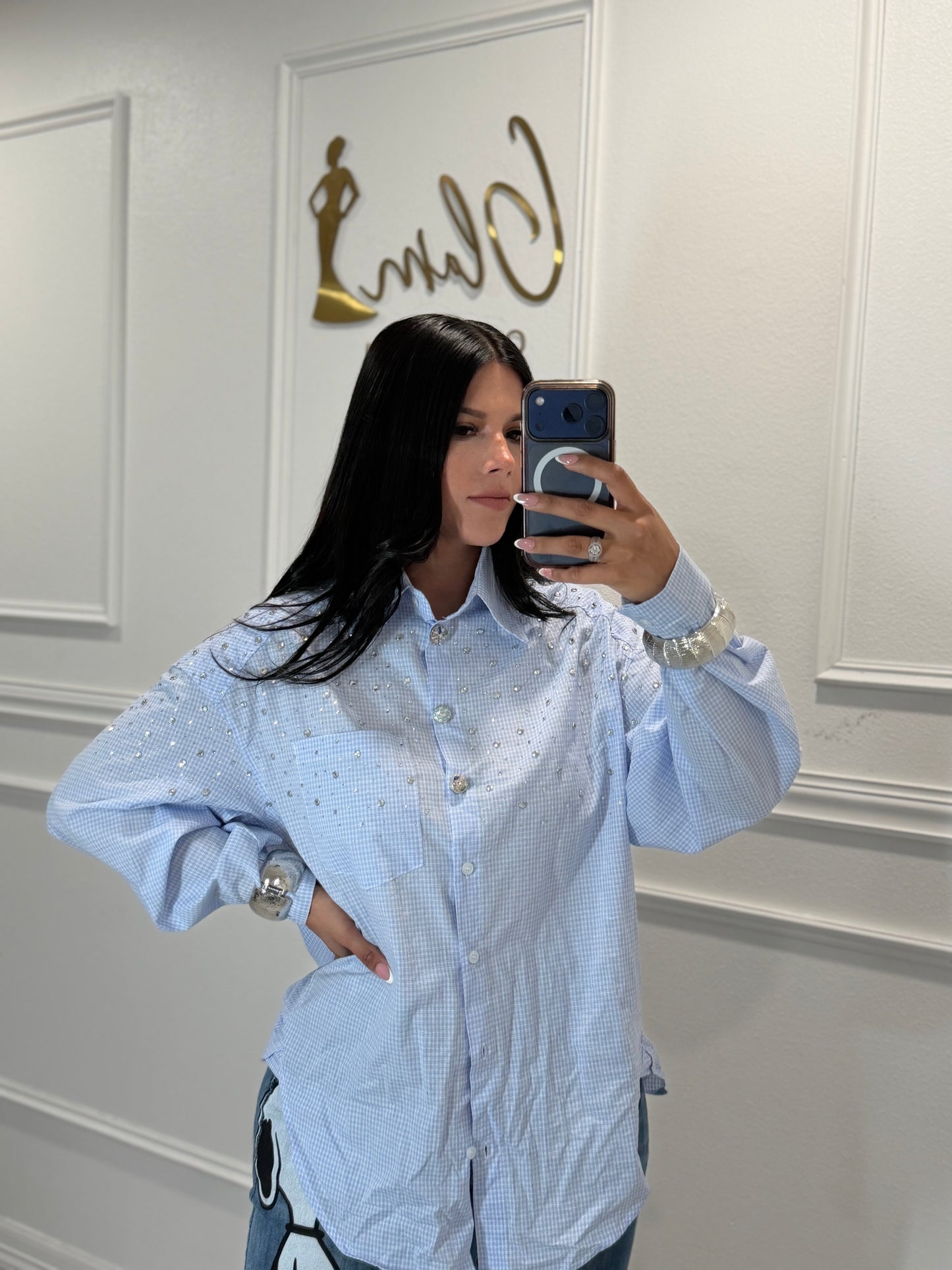 Blue bling shirt