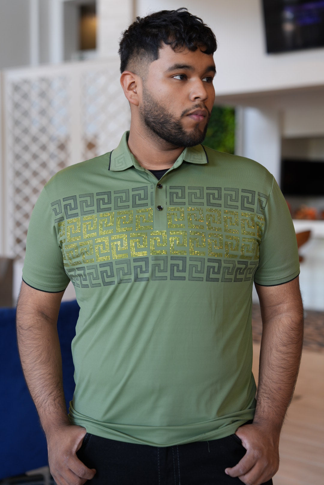 Green rhinestone polo(dry fit)