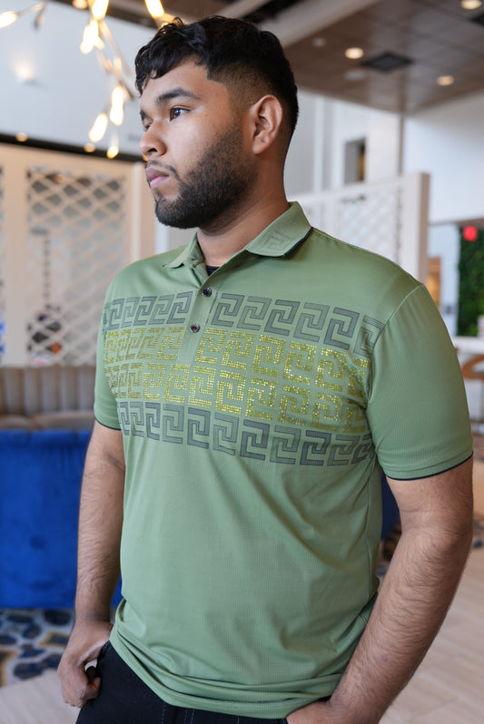 Green rhinestone polo(dry fit)