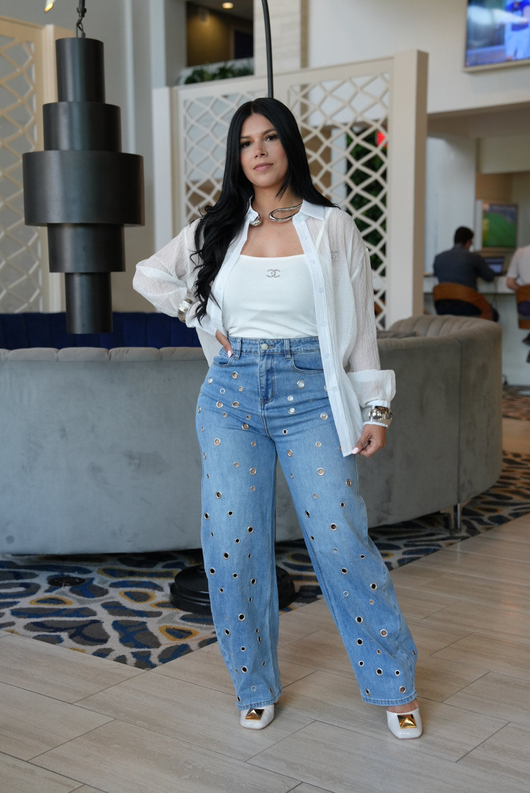 Barrel jeans strech