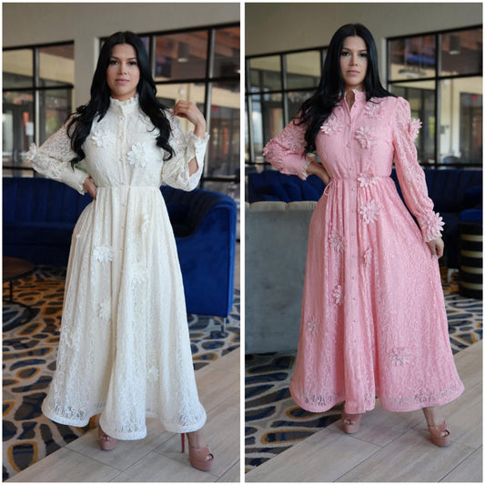 Fatima peach\ivory maxi