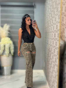 Animal print jeans