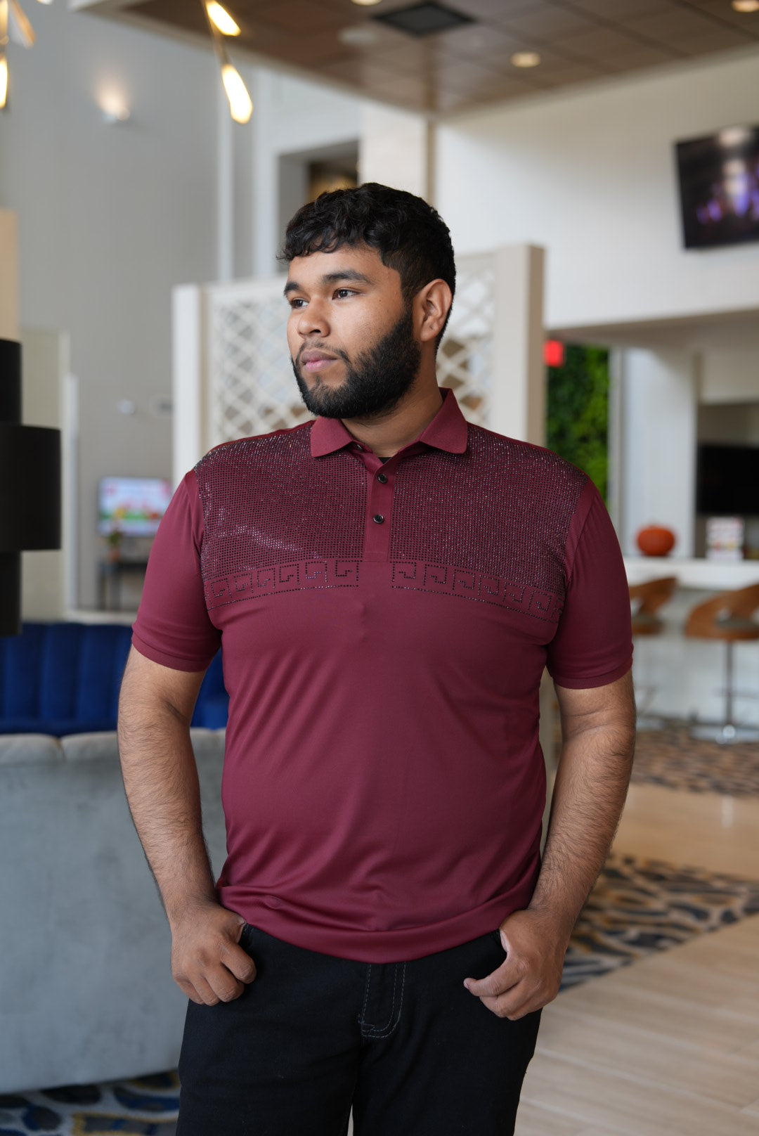 burgundy mens polo