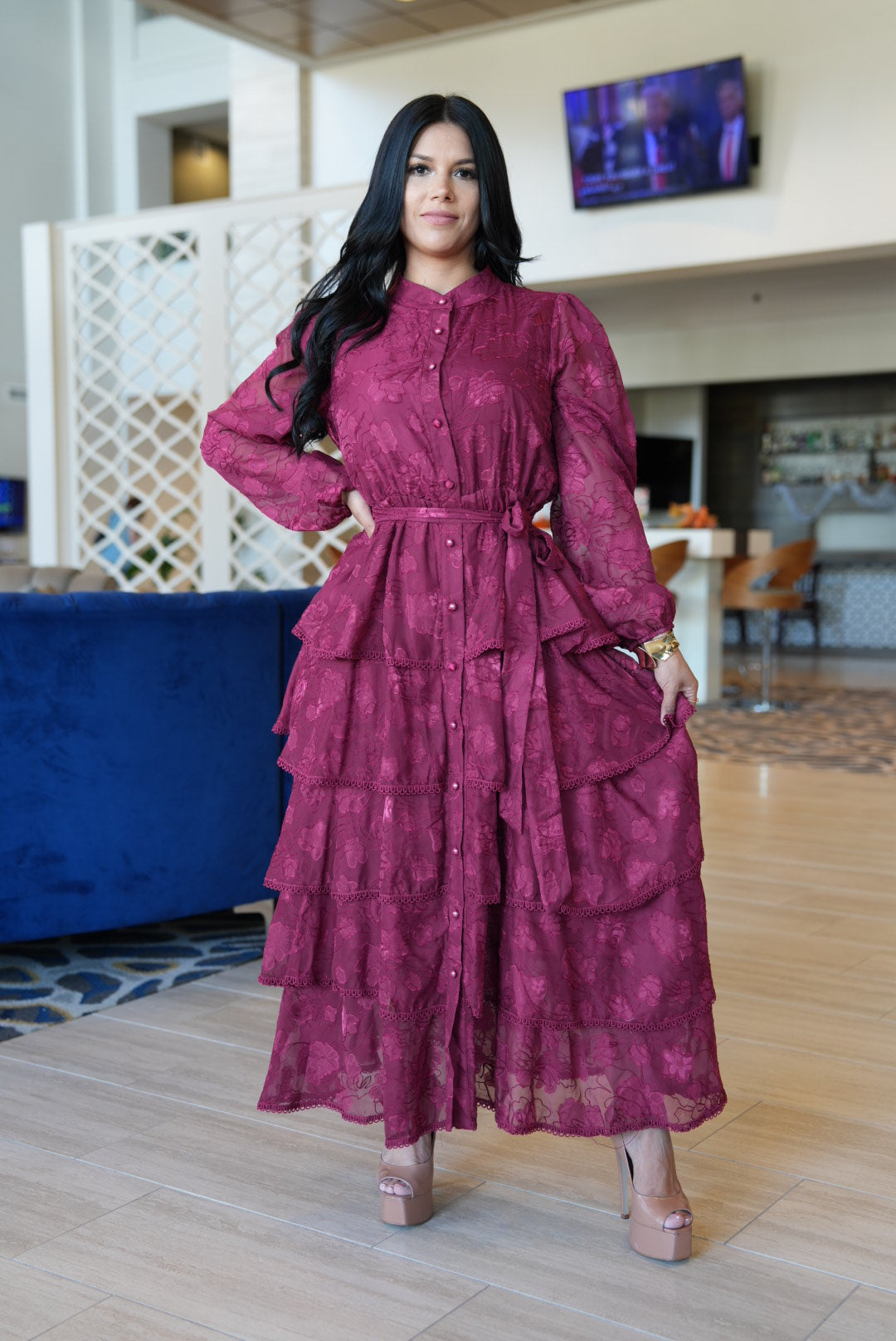 Calie burgundy maxi dress