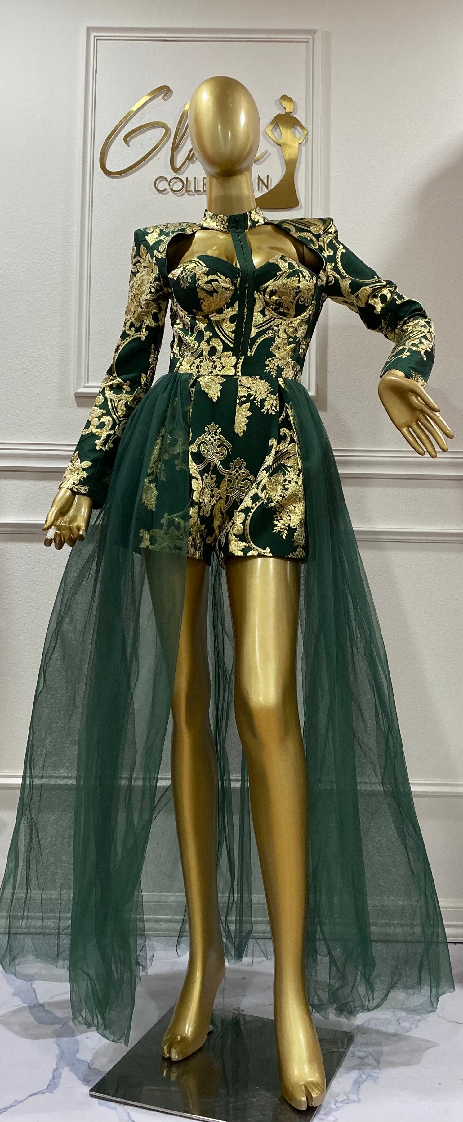 Romper green & gold