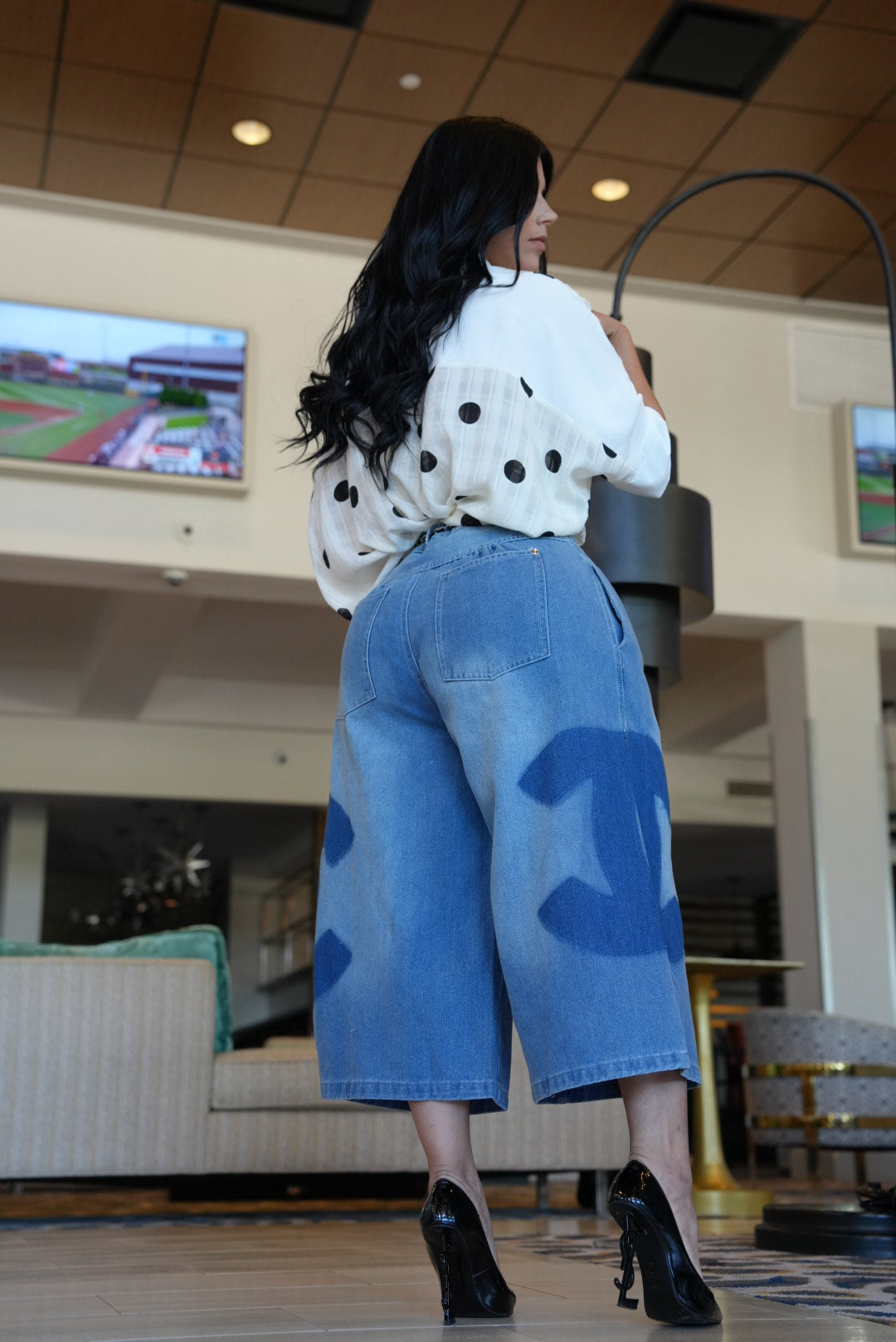 Denim capri (belt not included)