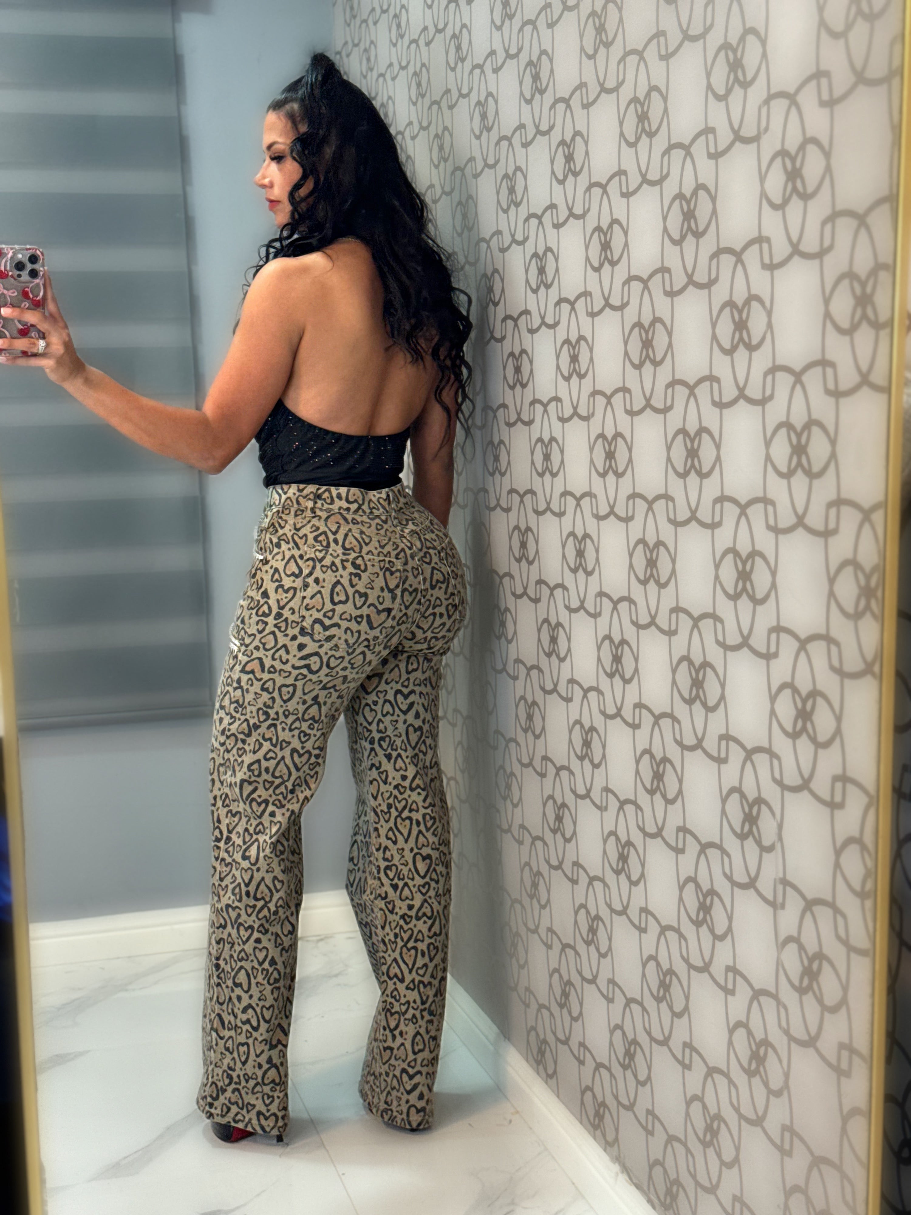 Animal print jeans