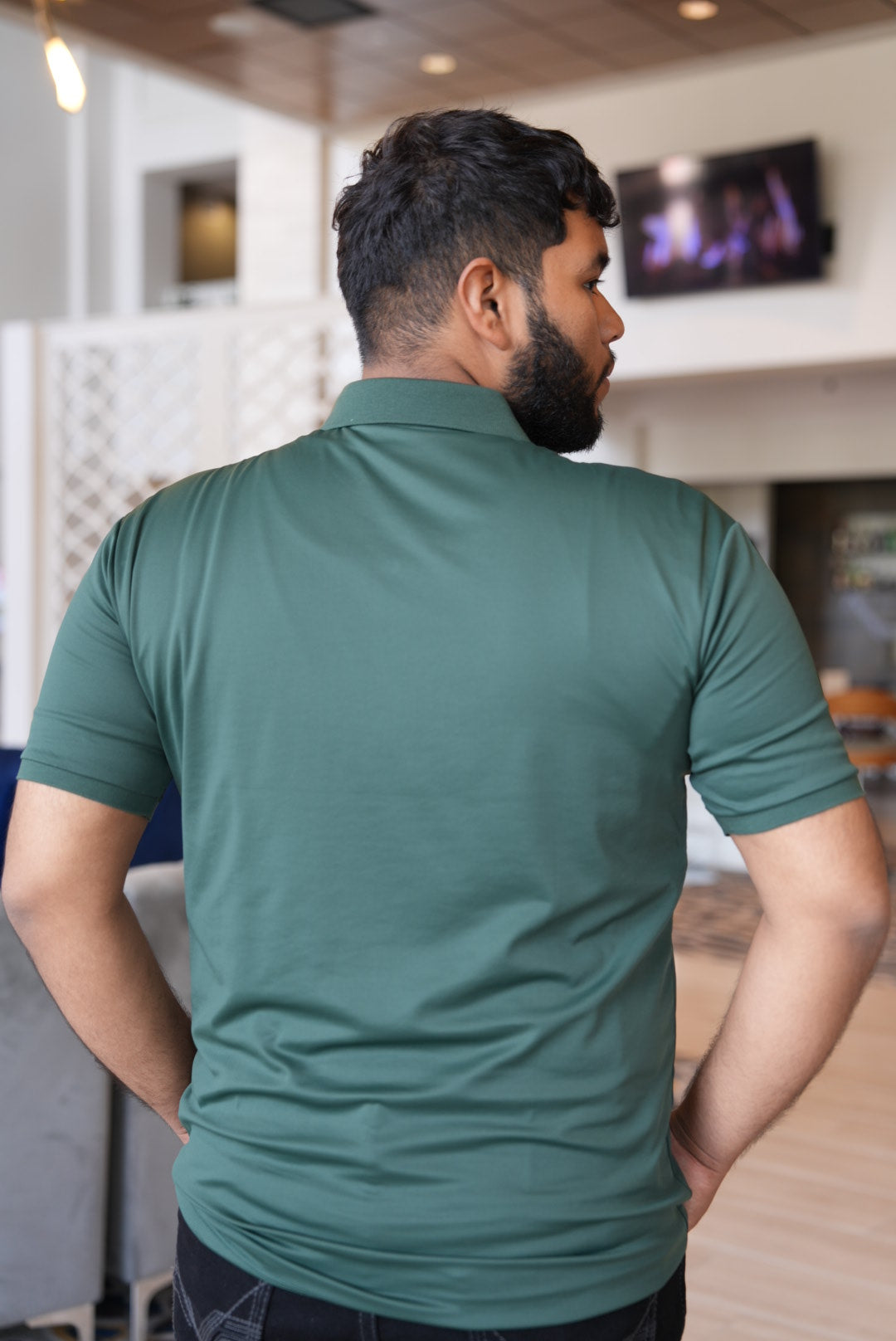 Forest green men polo