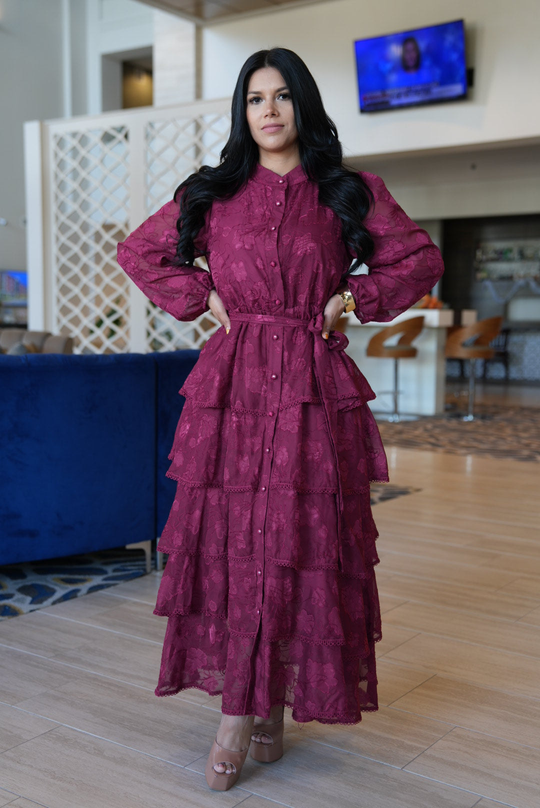 Calie burgundy maxi dress