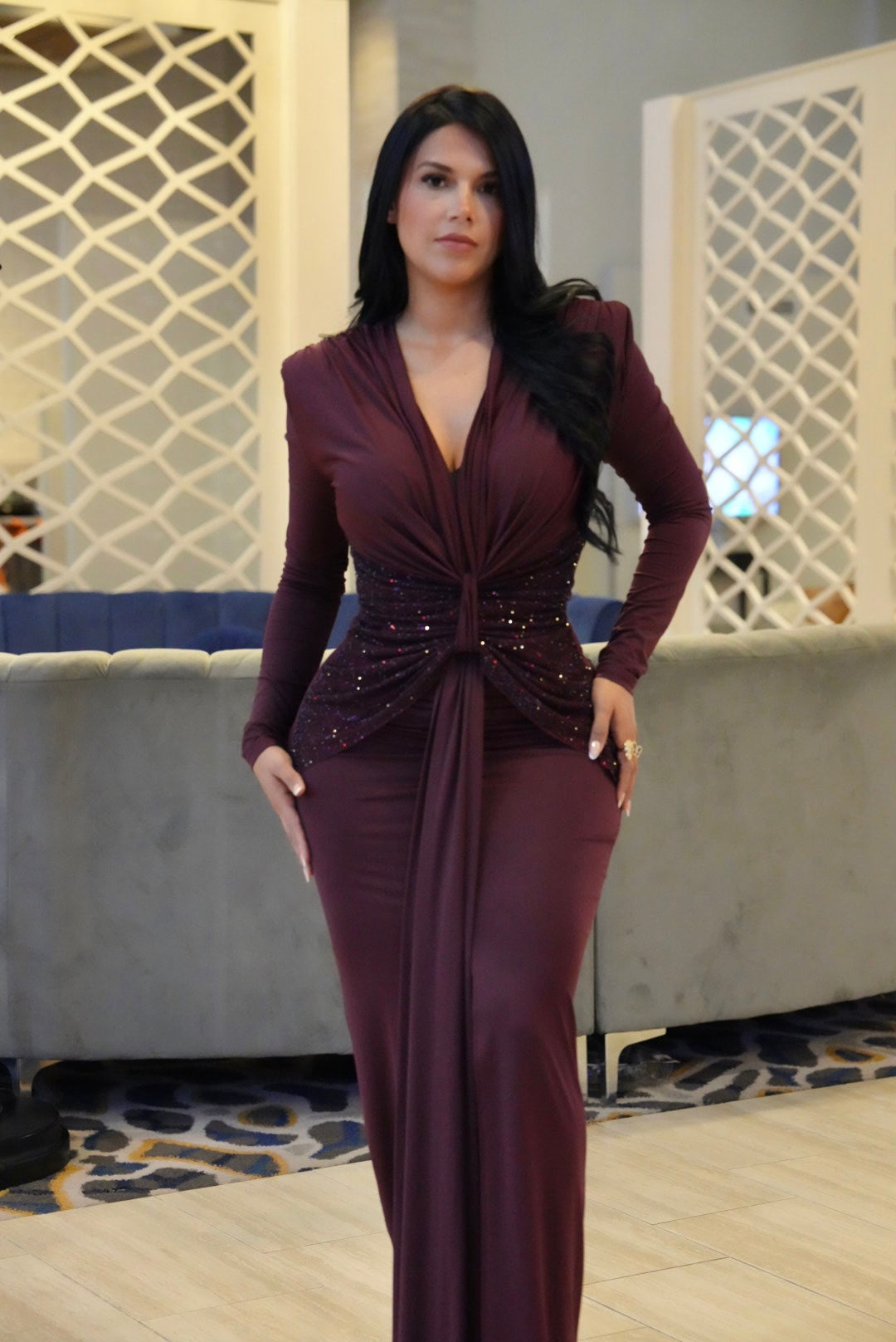nati dress burgundy