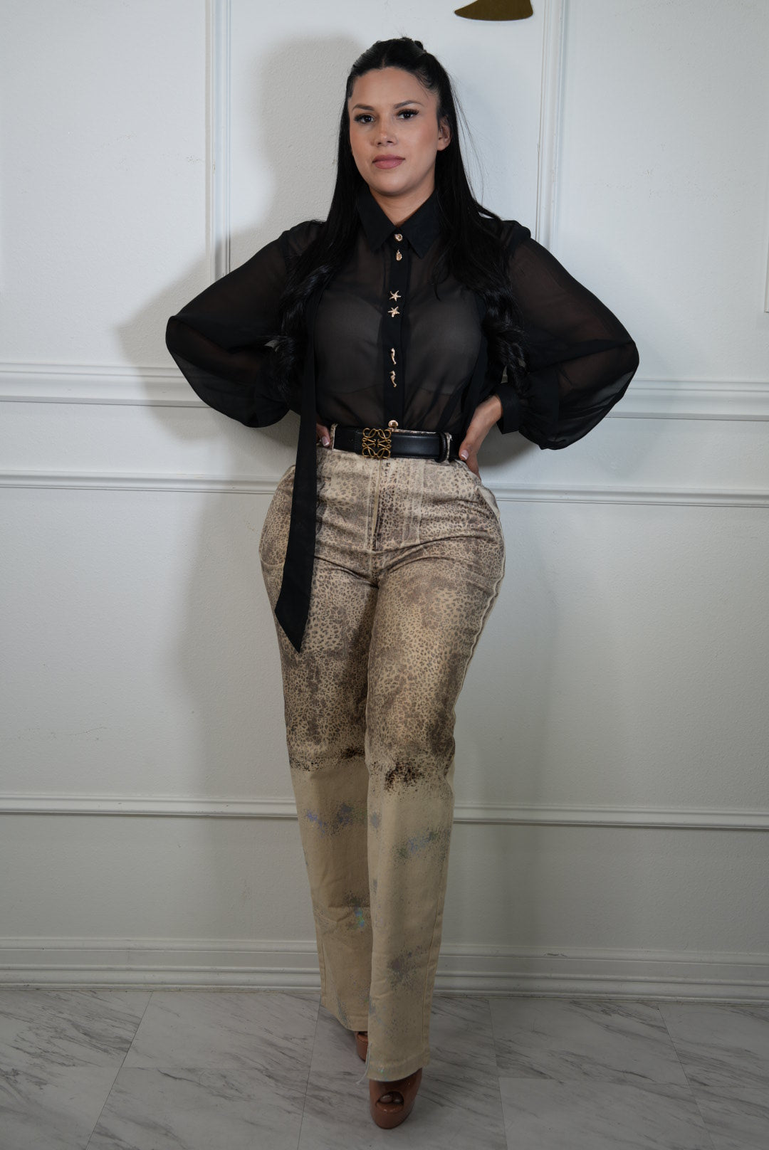 Animal print jeans