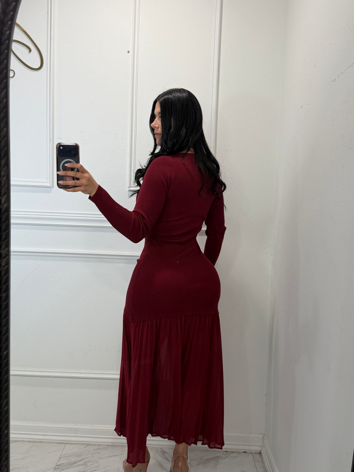 Carol Burgandy Dress