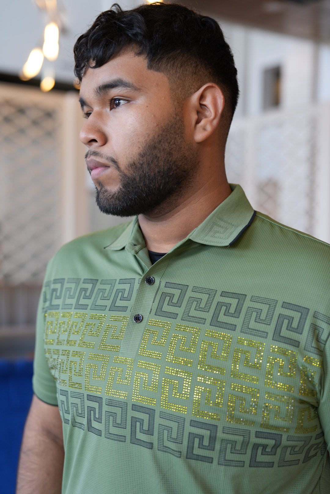 Green rhinestone polo(dry fit)