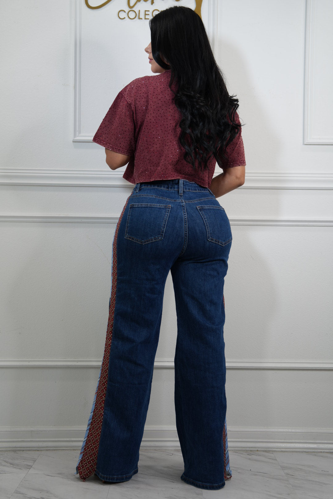 Cristal crop top burgandy