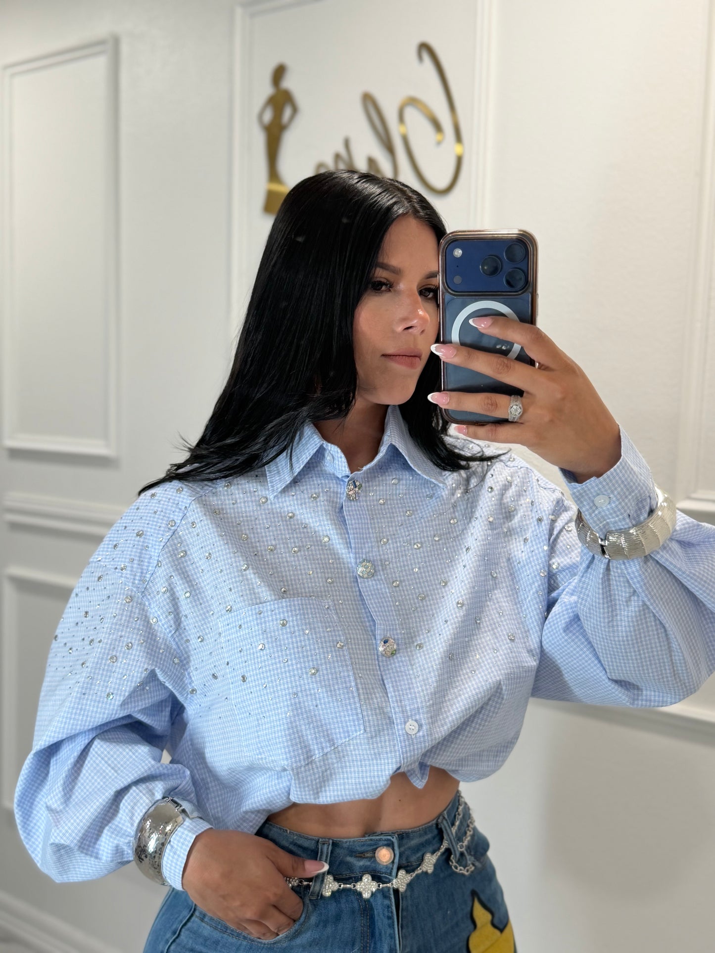 Blue bling shirt